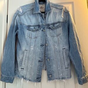 Hollister Oversized Distressed Denim Jean Jacket Size Medium
